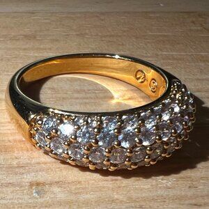 Brand New Never Worn Authentic Swarovski Crystal Gold Statement Ring, sz 60